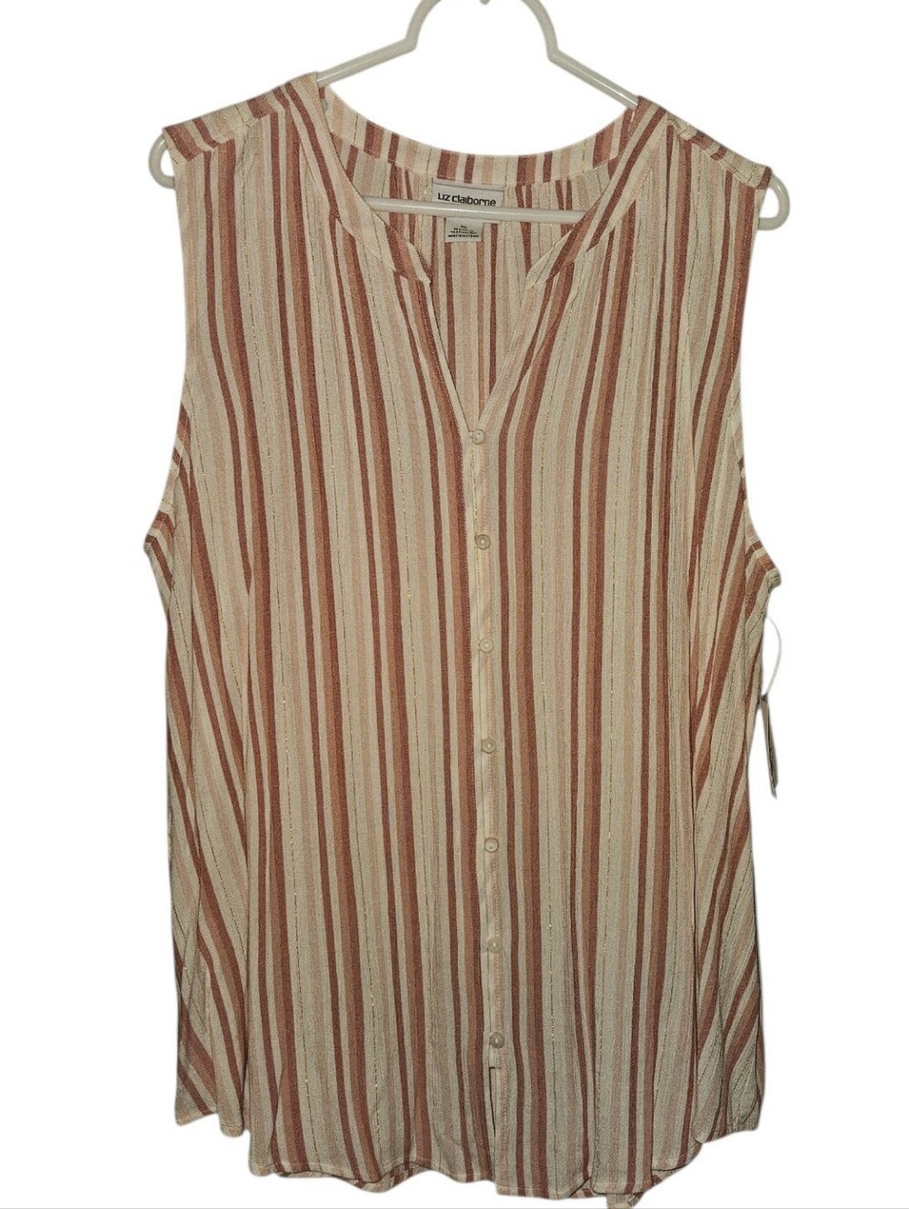 *NWT* XL Liz Claiborne Striped Sleeveless Blouse